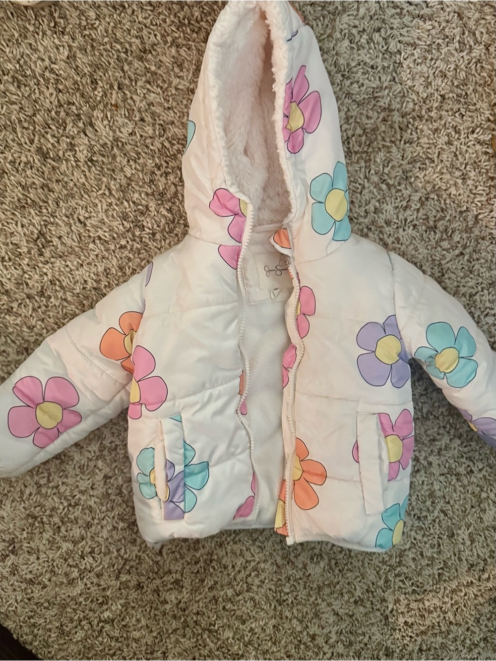 Jessica Simpson Toddler Girls Floral Hooded Puffer Jacket